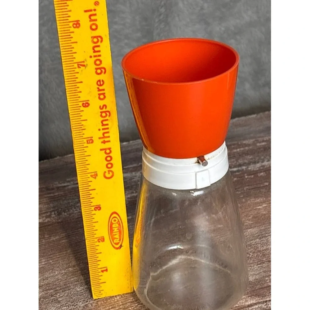 Vintage‎ Federal Housewares Glass Jar Nut Grinder Chopper Orange Top